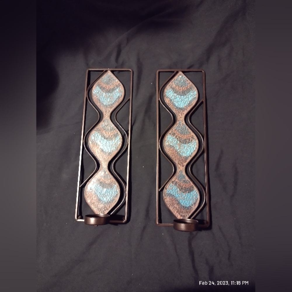 Vintage elements Wall Sconce Candle Holder Set 2 Brass Rustic Wall-Mount Candle